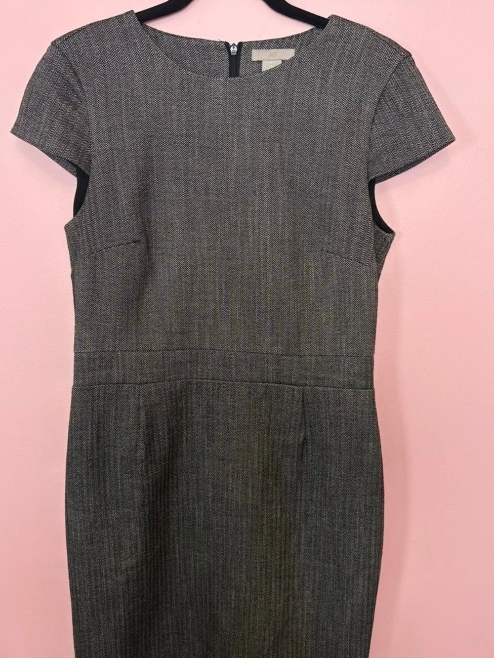 H&M Herringbone Sheath Dress Mini Dress Black & White Size 8